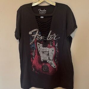 Fender Long Sleeve Tee with Red Guitar Graphic